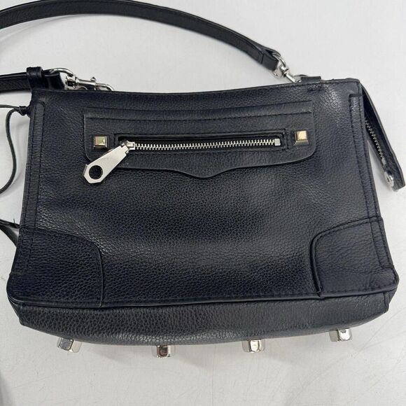 REBECCA MINKOFF Black strap crossbody bag purse genuine leather - Picture 2 of 5